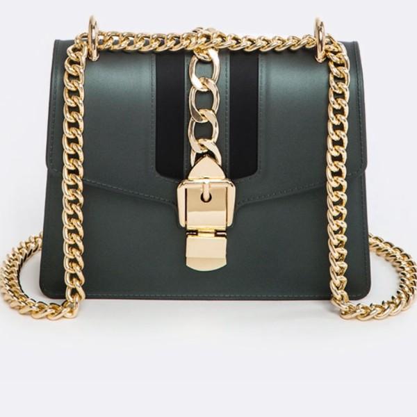 Dark Slate Gray Chain Buckle Shoulder Bag